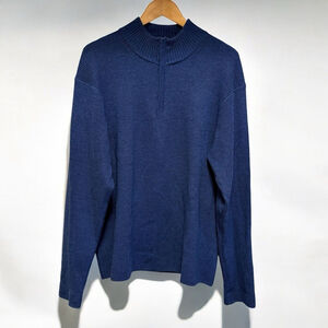 Peter Millar 1/4 Zip Sweater Mens Size XL Blue 100% Merino Wool Pullover